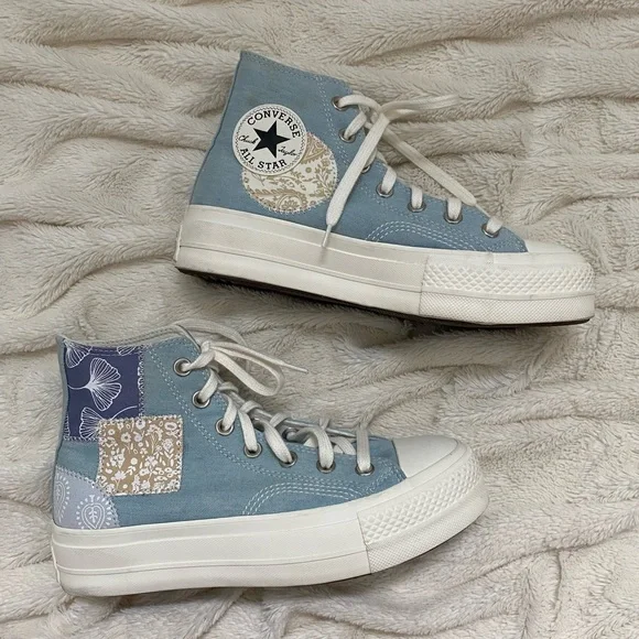 Converse Chuck Taylor All Star Lift Platform Denim Patchwork sneakers